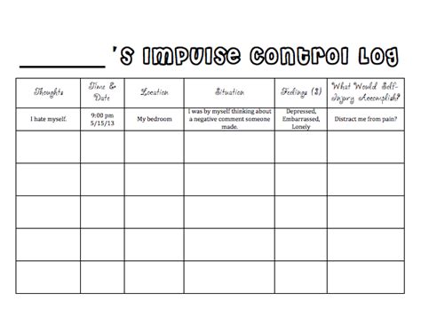 Fun Freebie Impulse Control Log