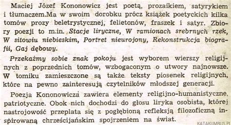 Przekażmy sobie znak pokoju MACIEJ JÓZEF KONONOWICZ katakumbus pl