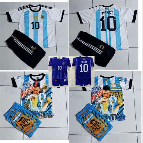 Jual Setelan Baju Bola Anak Argentina Baju Messi Setelan Messi Baju