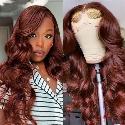 Reddish Brown Wig Body Wave Hair Lace Front Wigs Yolissa Hair