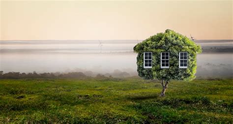 Premium Photo Little Eco House On The Green Grass Concept Mixed Media