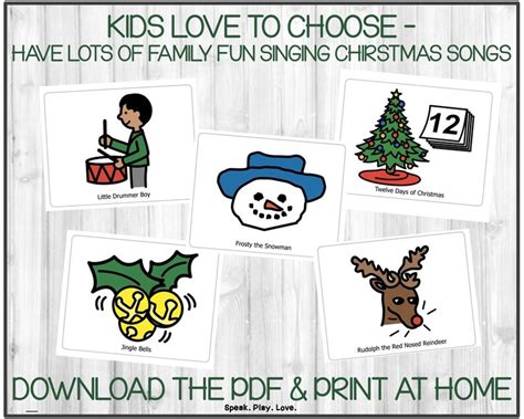 Printable Christmas Song Choice Cards for Circle Time, Toddlers, Preschool, Church, Music Class ...