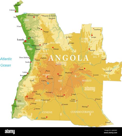 Carte Physique Tr S D Taill E De L Angola En Format Vectoriel Avec