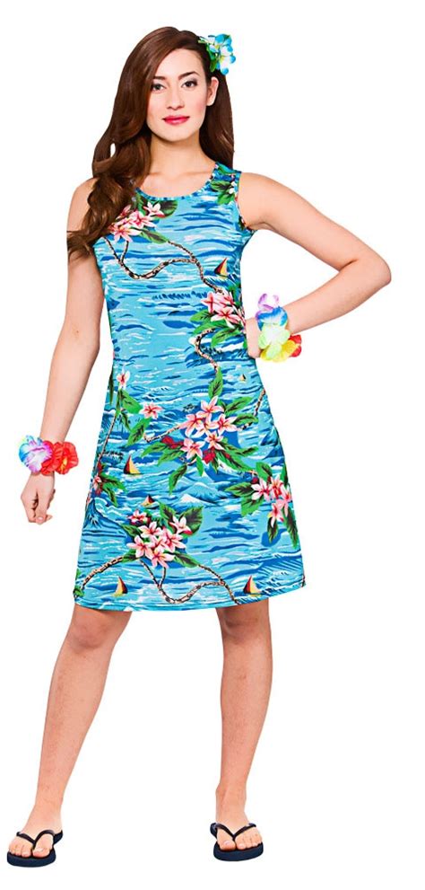 Hawaiian Ladies Fancy Dress Tropical Beach Hawaii Womens Adults Costume Outfit Ebay