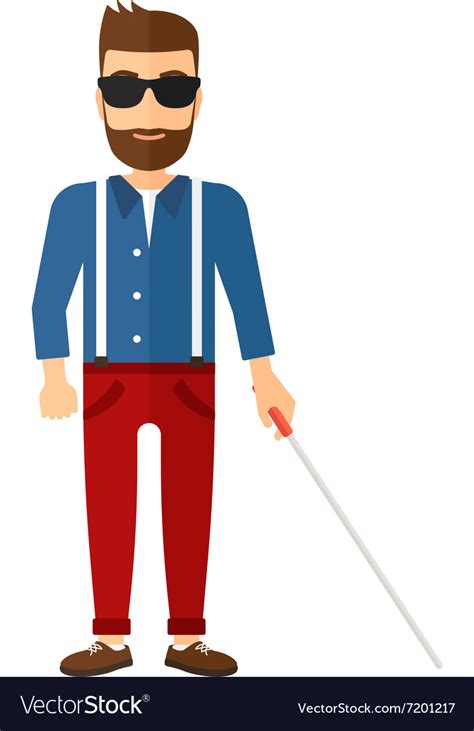 Blind man with stick Royalty Free Vector Image