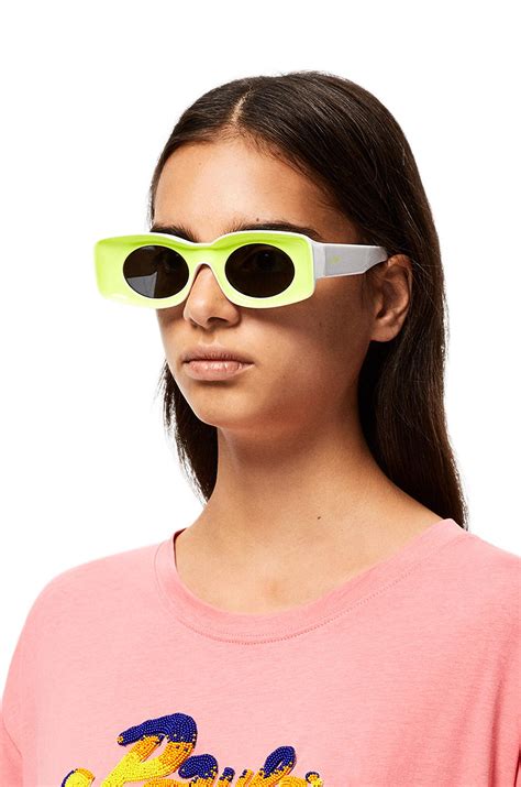 Sunglasses In Acetate Neon Yellow Loewe