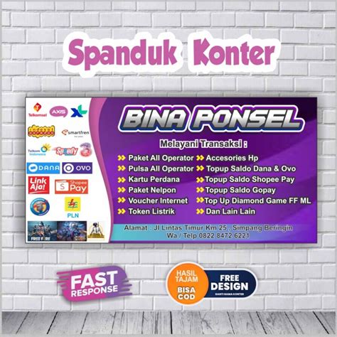 Jual Cetak Spanduk Baner Konter Pulsa Service Hp Loket Pembayaran