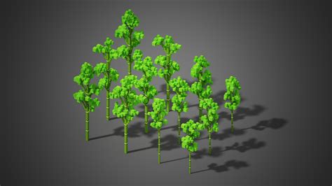 Artstation Voxel Trees Bamboo Game Assets