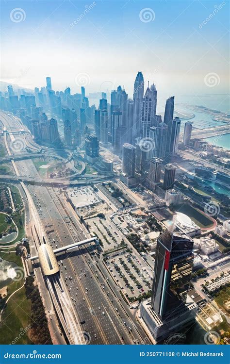 Dubai Aerial View of Marina Skyscrapers at Sunset Stock Photo - Image ...