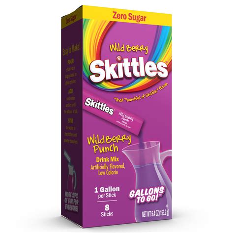 Skittles Zero Sugar Gallons To Go Powdered Drink Mix Wild Berry Punch