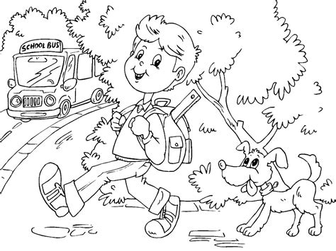 Boy Going To School Coloring Page Free Printable Coloring Pages For Kids