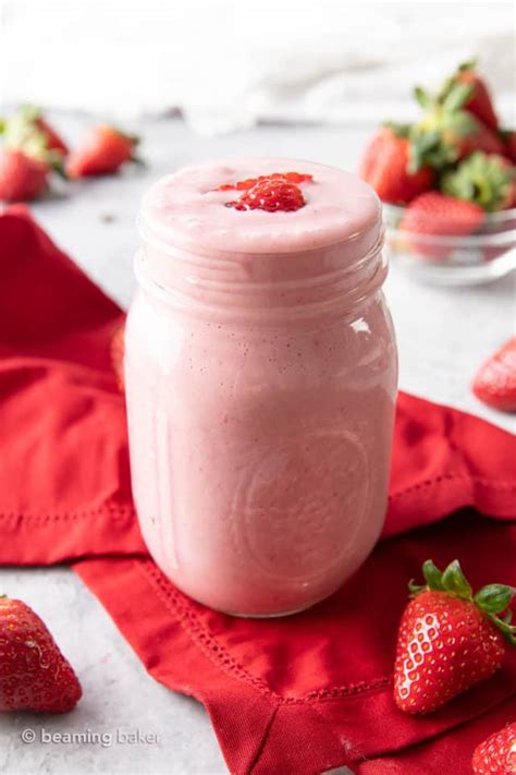 Strawberry Vegan Protein Shake Recipe Beaming Baker