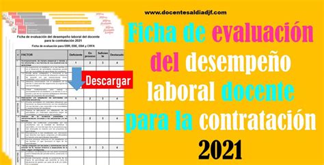 Ficha de evaluación del desempeño laboral docente para la contratación