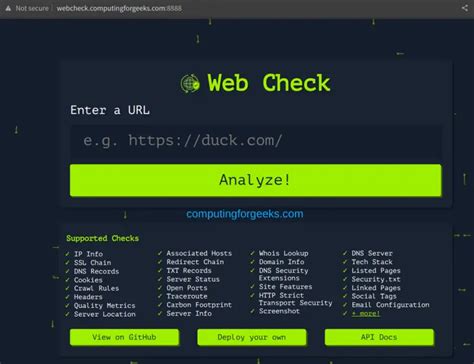 web check   tool  anylize websites computingforgeeks