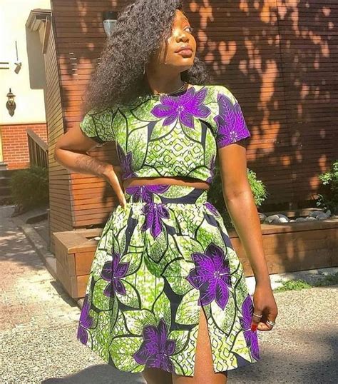 Ankara Crop Top And Flared Skirt With Slit Ankara Two Piece For Her F