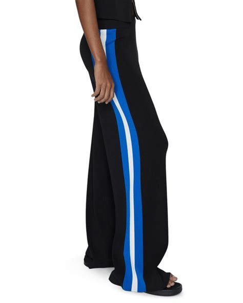 Mango Side Stripe Wide Leg Track Pants In Black Lyst