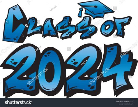 Designs Graduation Cap Blue Graffiti Over Royalty Free