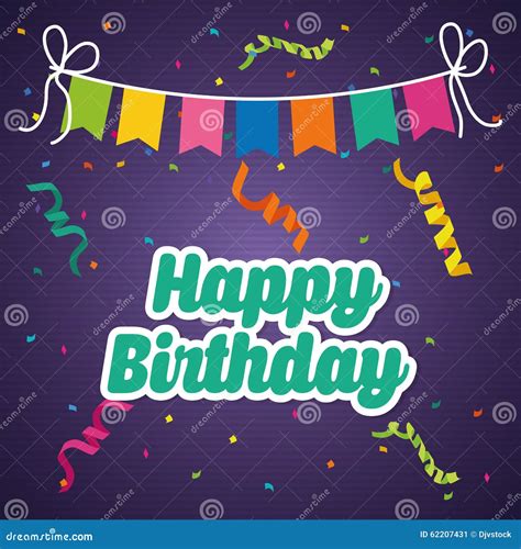 Happy Birthday Colorful Card Stock Vector Illustration Of Happy Concept 62207431