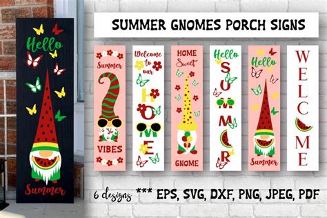 Summer Gnomes Porch Signs Bundle Svg Cutting Files