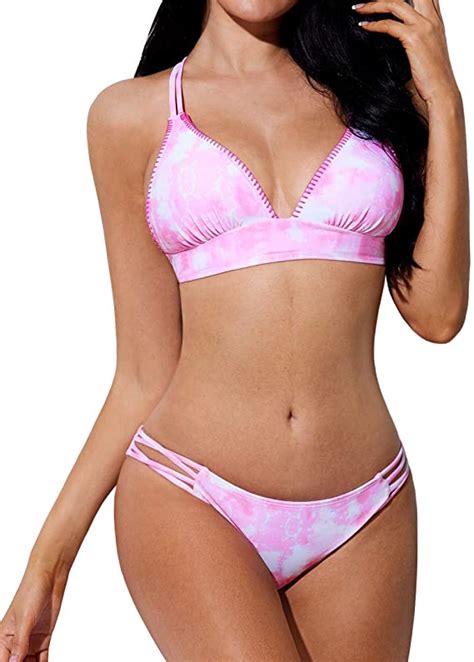 Women S Two Piece Bikini Swimsuits High Leg Adjustable Tie Back Wf Shopping