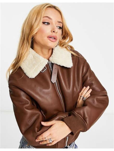 Buy Bershka Aviator Jacket In Brown Online Topofstyle