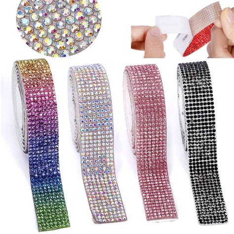 Auto Adesivo Crystal Rhinestone Diamond Ribbon Glitter Rhinestones