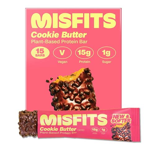 Buy Misfits Vegan Protein Bars Cookie Butter Updated Recipe Plant Based Low Sugar Carb High