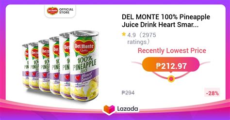 Del Monte Pineapple Juice Drink Heart Smart With Reducol For Lower