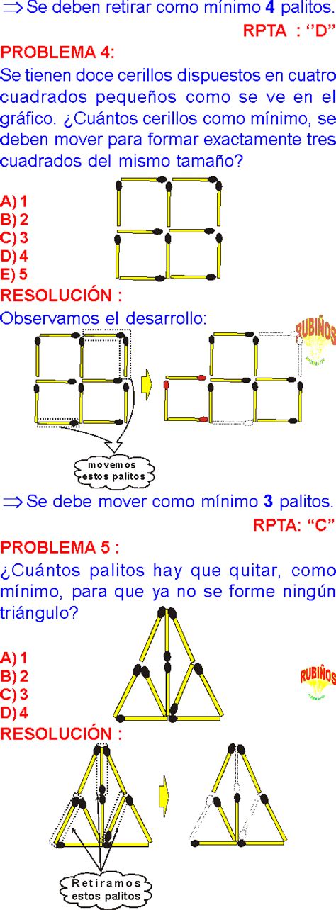 PALITOS DE FOSFOROS ACERTIJOS GEOMÉTRICOS EJERCICIOS RESUELTOS DE