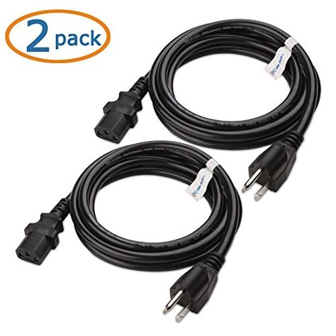 Cable Matters 2 Pack UL Listed 13 Amps 3 Prong Power Cord 6 Ft 16 AWG