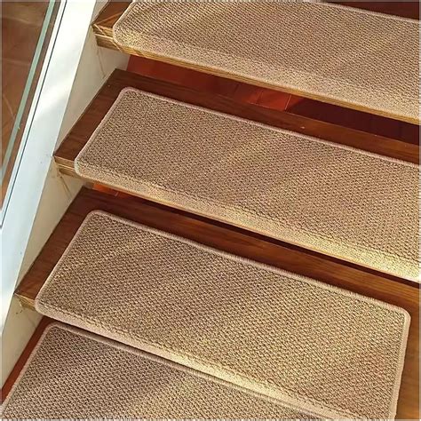 Self Adhesive Stair Treads Sisal Bullnose Carpet Runner For Wooden