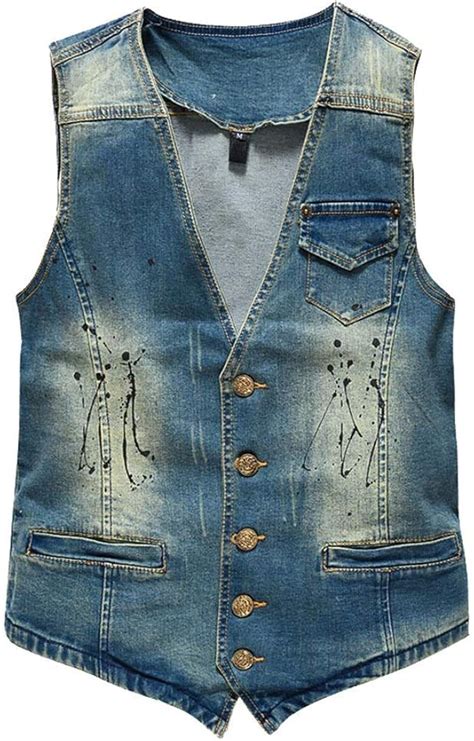 Veste En Jean Sans Manches Casua En Denim Moderne Pour Hommes Veste Rétro Spot Denim Vest