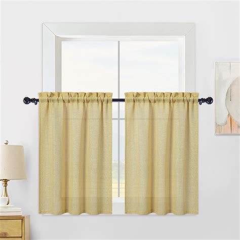 Haperlare W X L Linen Textured Cafe Curtains Farmhouse Rustic