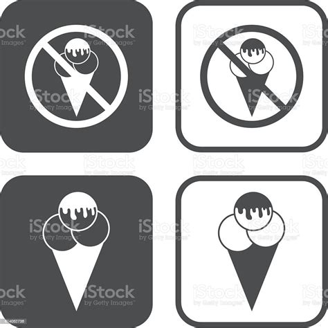 Ice Cream Cone Icon Vector Allowed And Prohibition Sign Stock Illustration Download Image Now