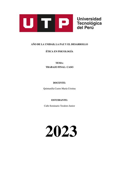 Solution Universidad Tecnol Gica Del Per Caso De Tica Con Analisis