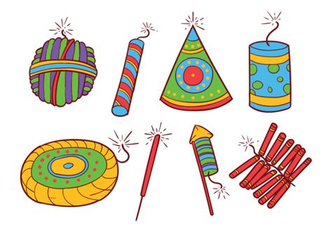 Diwali Fire Crackers Icons Vector 151836 Vector Art at Vecteezy