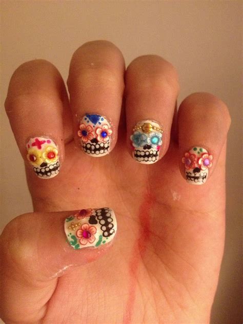 Sugar Skulls Nail Art Skull Nails Sugar Skull Nails Nails