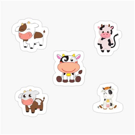 Vacas Kawaii Pack Of Stikers And Pattern Cutest Cow Sticker By Yassou