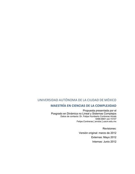 Pdf MaestrÍa En Ciencias De La Complejidad €¦ · Evolución Biológicas Biología Teórica