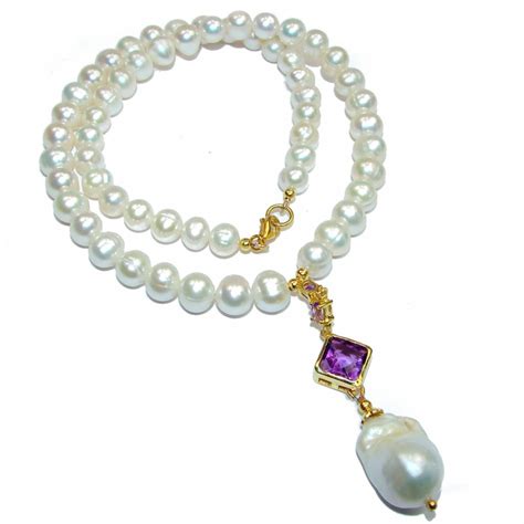 Classy Natural Pearl And Mother Of Pearl 925 Silver Handcrafted Necklace