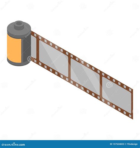 Filmstrip Icon Isometric Style Stock Vector Illustration Of Reel