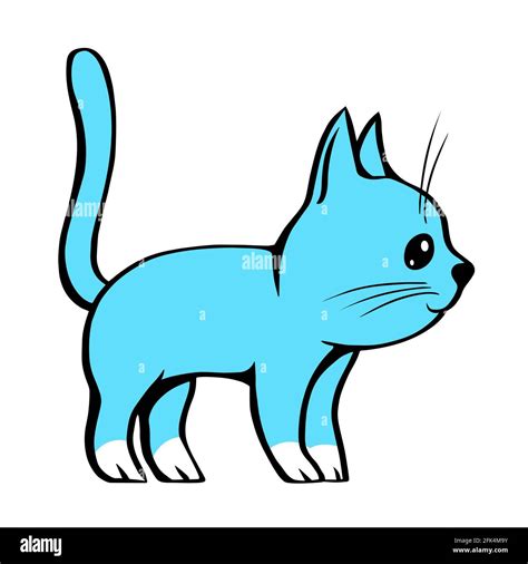 Cute cartoon blue kitten. Clipart for sticker. Vector isolated outline ...