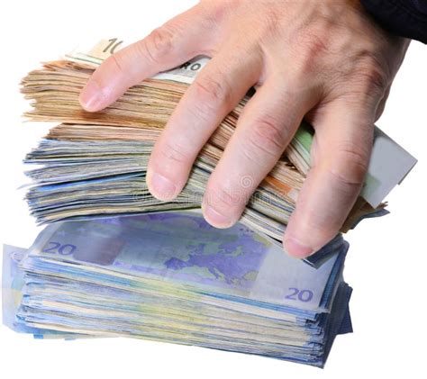 Hand Taking A Pile Of Money In European Banknotes Stock Image Image