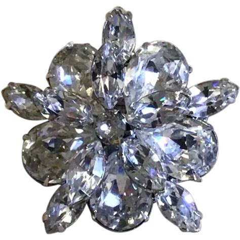 Weiss Clear Sparkling Rhinestone Layered Brooch Gem