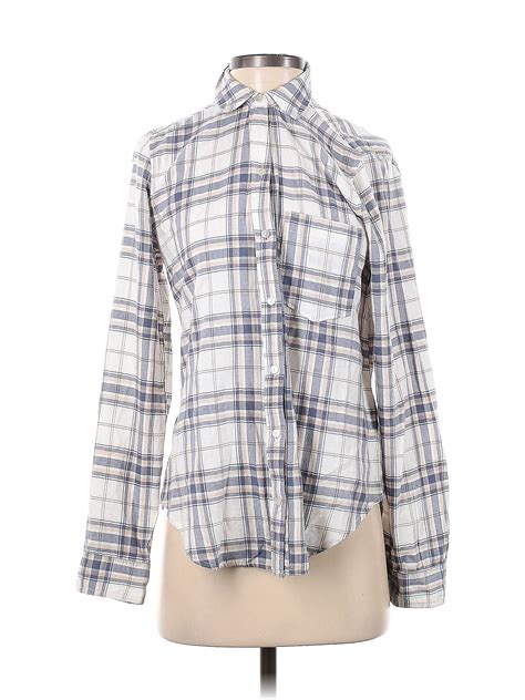 Abercrombie And Fitch 100 Cotton Plaid White Long Sleeve Button Down