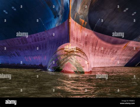 Shooting A Close Up Of A Container Ships Bow In The Port Of Hamburg