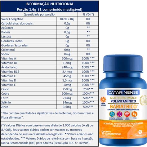 Polivitamínico Multi Bariátrico 30 Comprimidos Mastigáveis