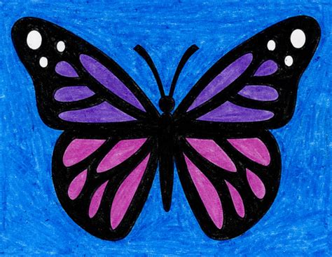 Purple butterfly drawing - easyshery