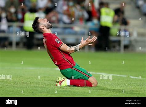 Portugal S Midfielder Bruno Fernandes Reacts After Missing An