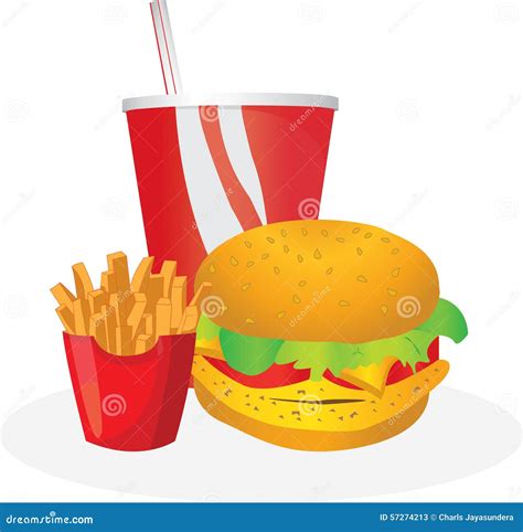 Hamburger And Fries And Drink